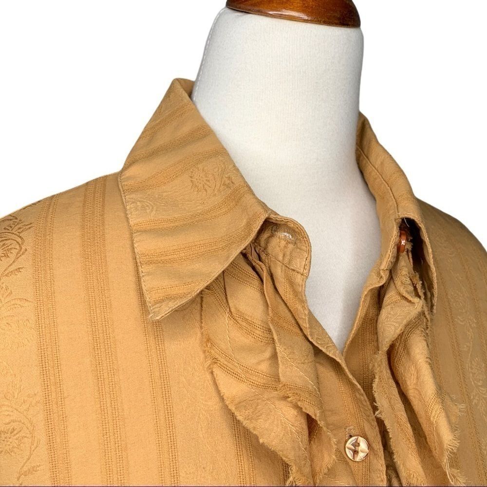 Ella Moss Mustard Ruffle Button-Down Shirt - Picture 9 of 10